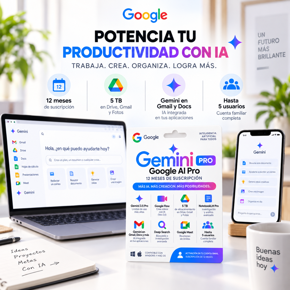 Google AI Pro (Gemini) – Suscripción 12 Meses