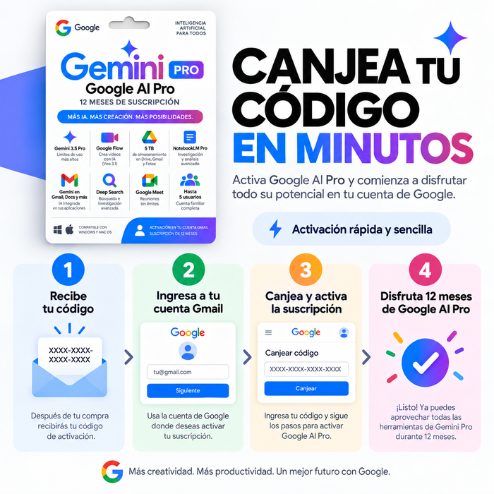 Google AI Pro (Gemini) – Suscripción 12 Meses