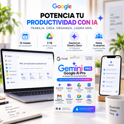 Google AI Pro (Gemini) – Suscripción 12 Meses
